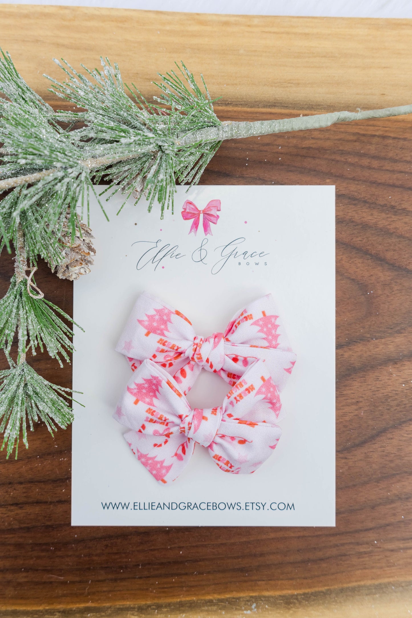 Merry Christmas Bows for Girls - Pigtail Bow Set