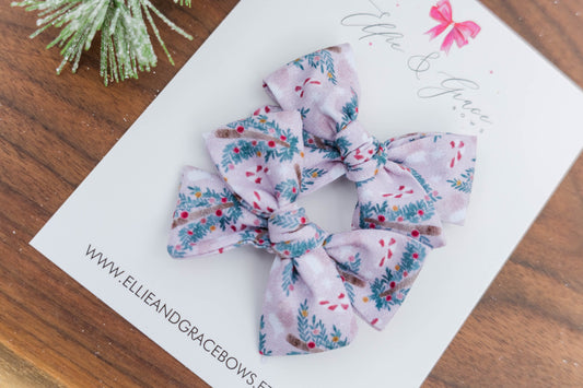 Pink Christmas Tree Pigtail Bow Set - Baby Bow Headband