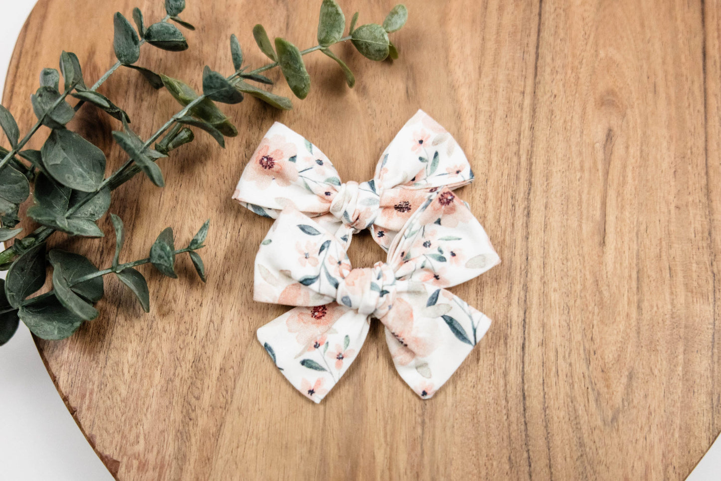 Pink Floral Hand Tied Hair Bow - 3 Inch Baby Bow - Bows for Girls