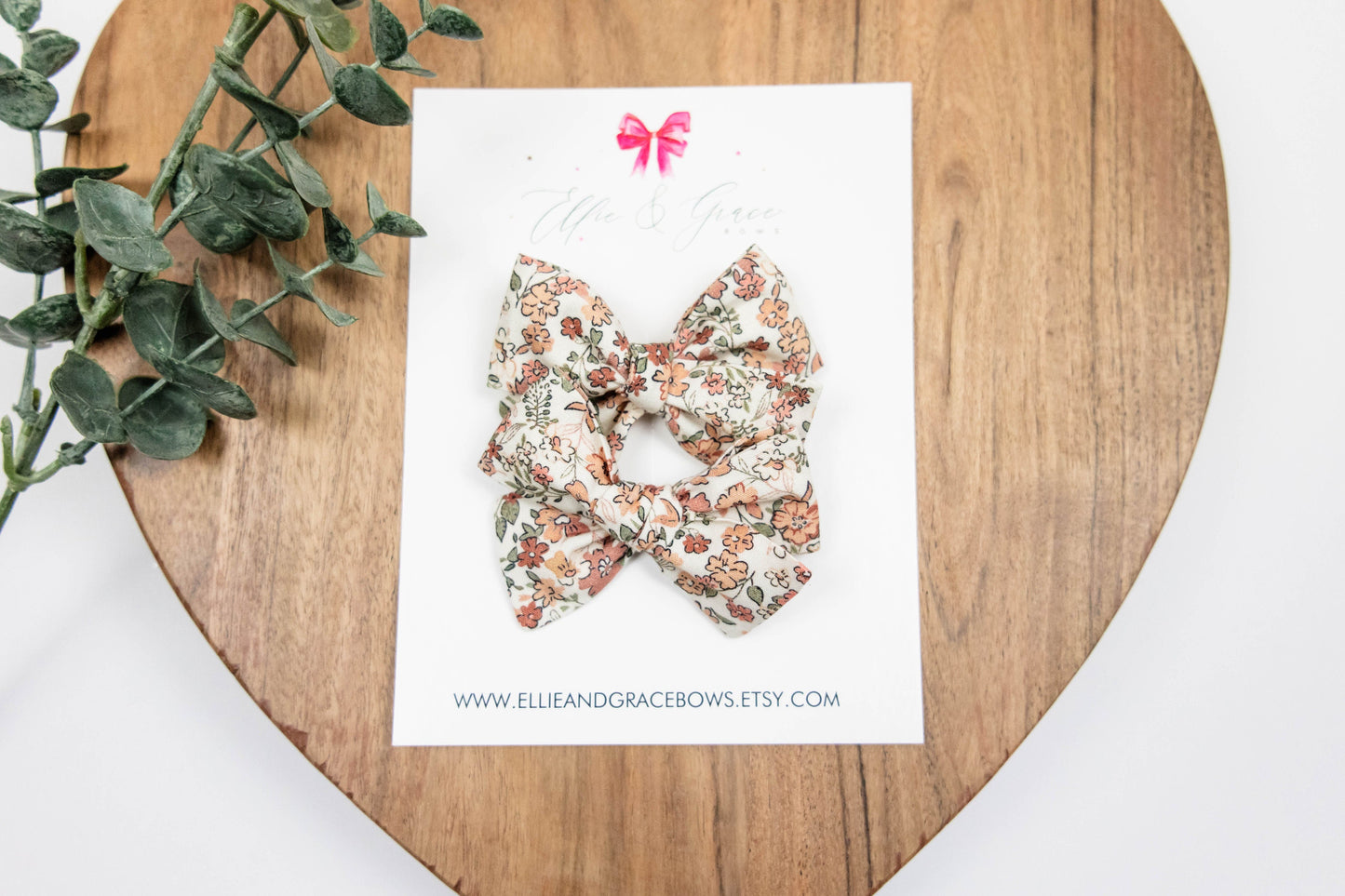 Dainty Floral Hand Tied Hair Bow - Cotton Fabric Bow - Bows with Flowers