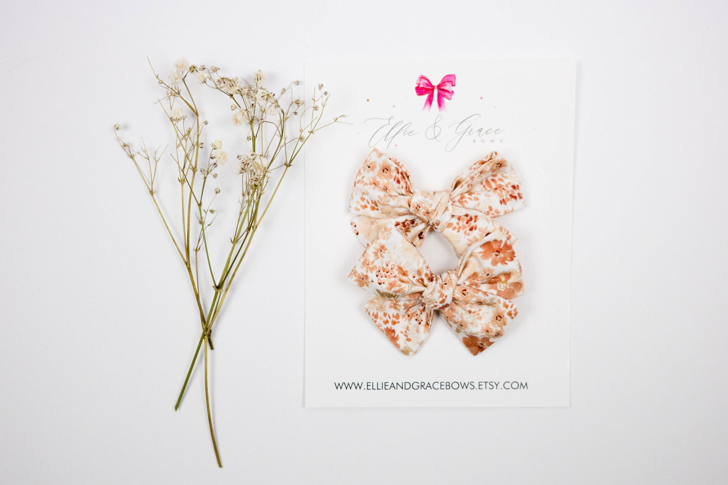 Wildflower Baby Bow: Peach Floral Cotton Hair Clip