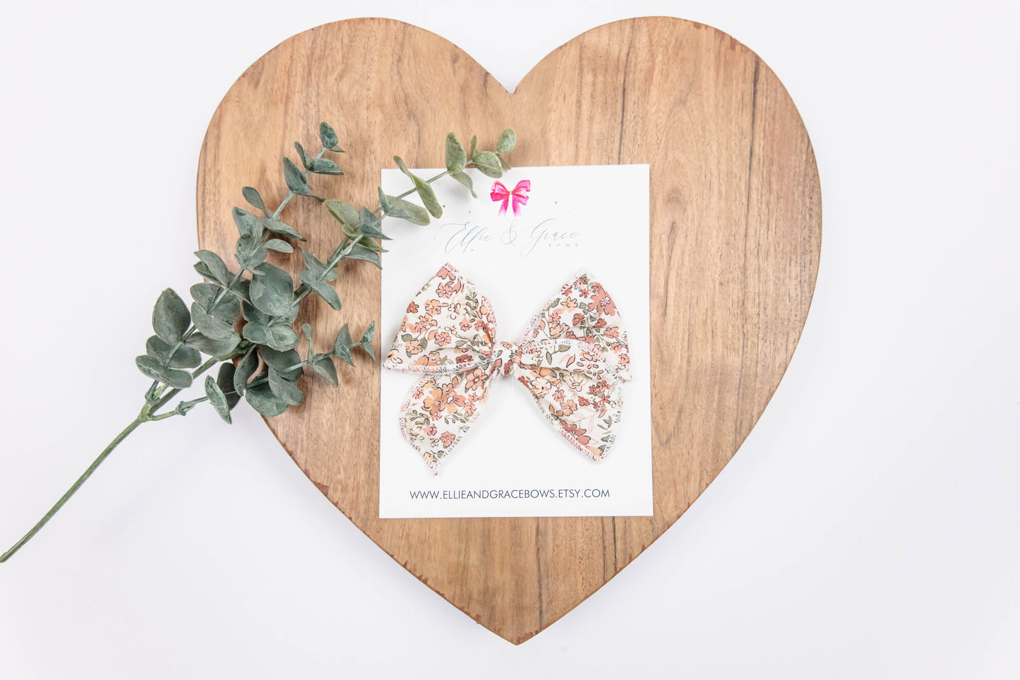 Wildflower Baby Bow: Peach Floral Cotton Hair Clip