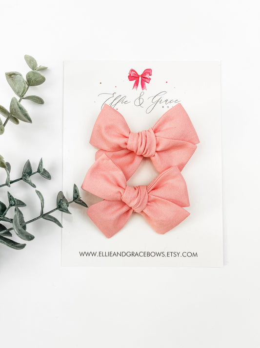 Peach Pigtail Bow Set - Bows For Girls - 3 Inch Hair Bows