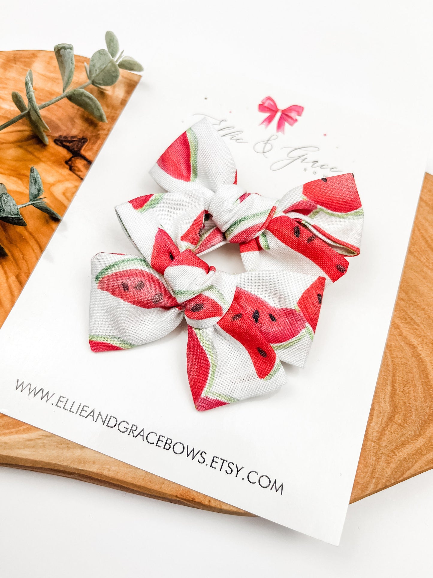 Toddler Girl Watermelon Pigtail Bow Set - Summer Hair Bows