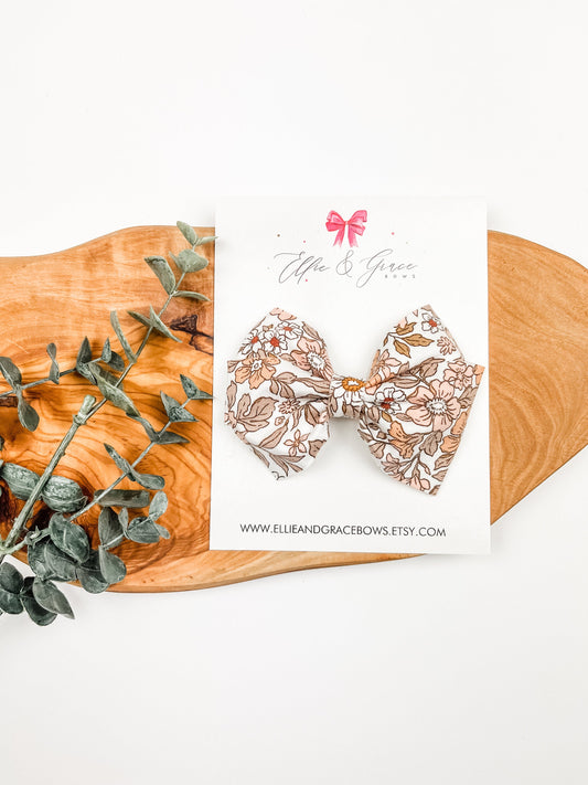 Pinwheel Hair Bow - Baby Girl Headband - Vintage Floral Hair Clips