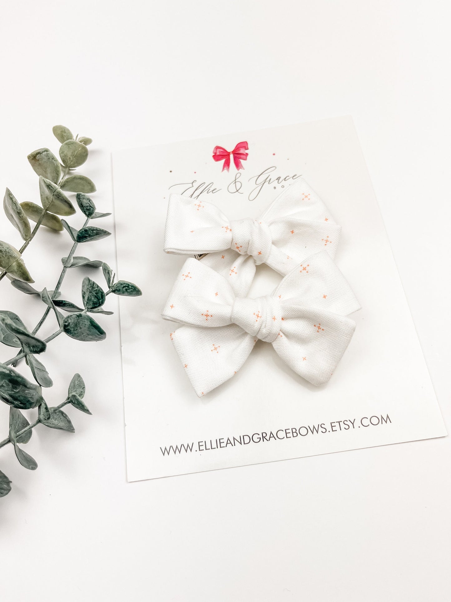 Pink and White Hair Bows - Toddler Girl Hair Clips