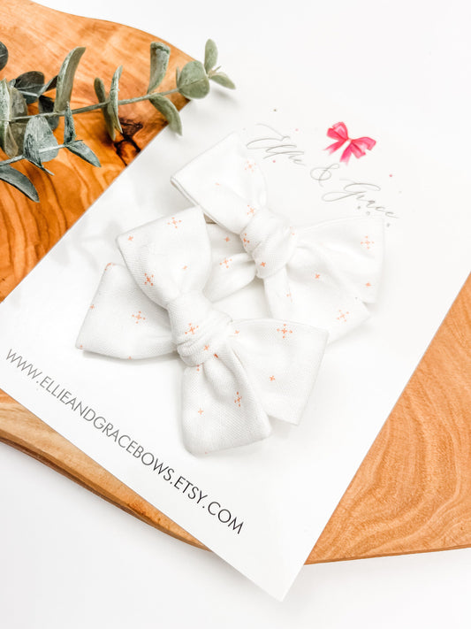 Pink and White Hair Bows - Toddler Girl Hair Clips