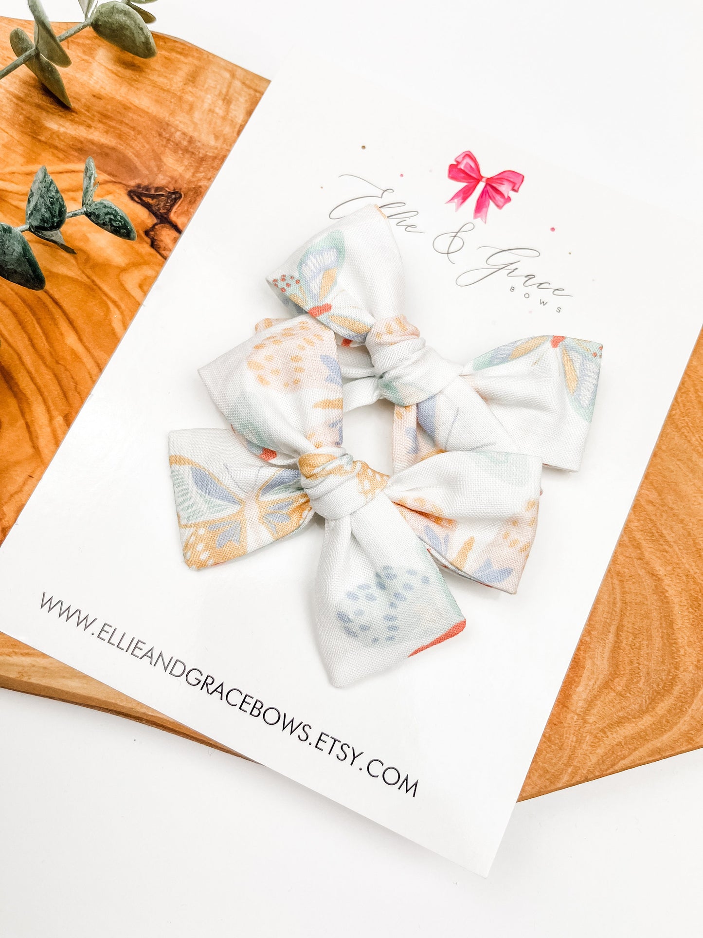 Butterfly Hair Bows - Pigtail Bow Set - Alligator Clip Bows