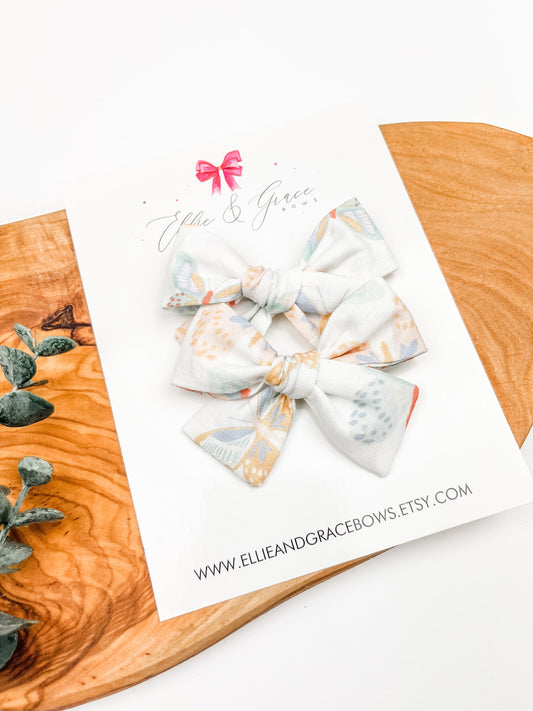 Butterfly Hair Bows - Pigtail Bow Set - Alligator Clip Bows