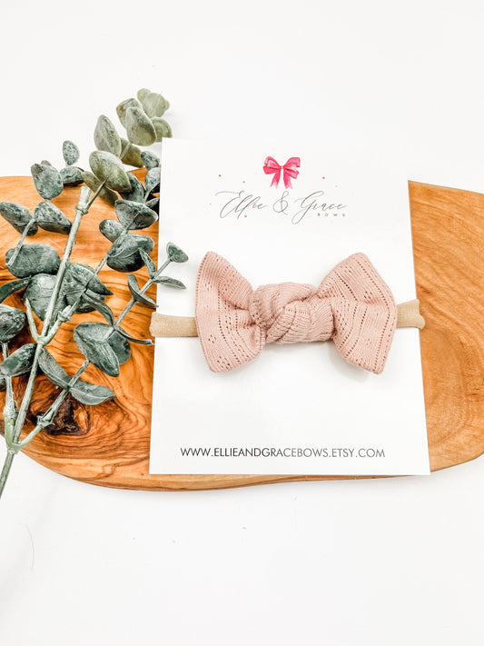 Fabric Baby Bow Headband: Knotted Ribbed Design