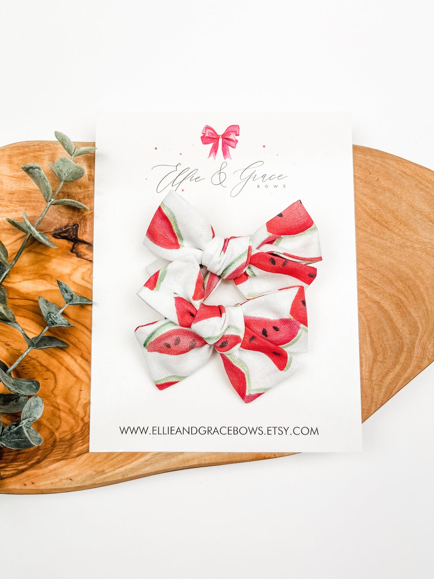 Toddler Girl Watermelon Pigtail Bow Set - Summer Hair Bows