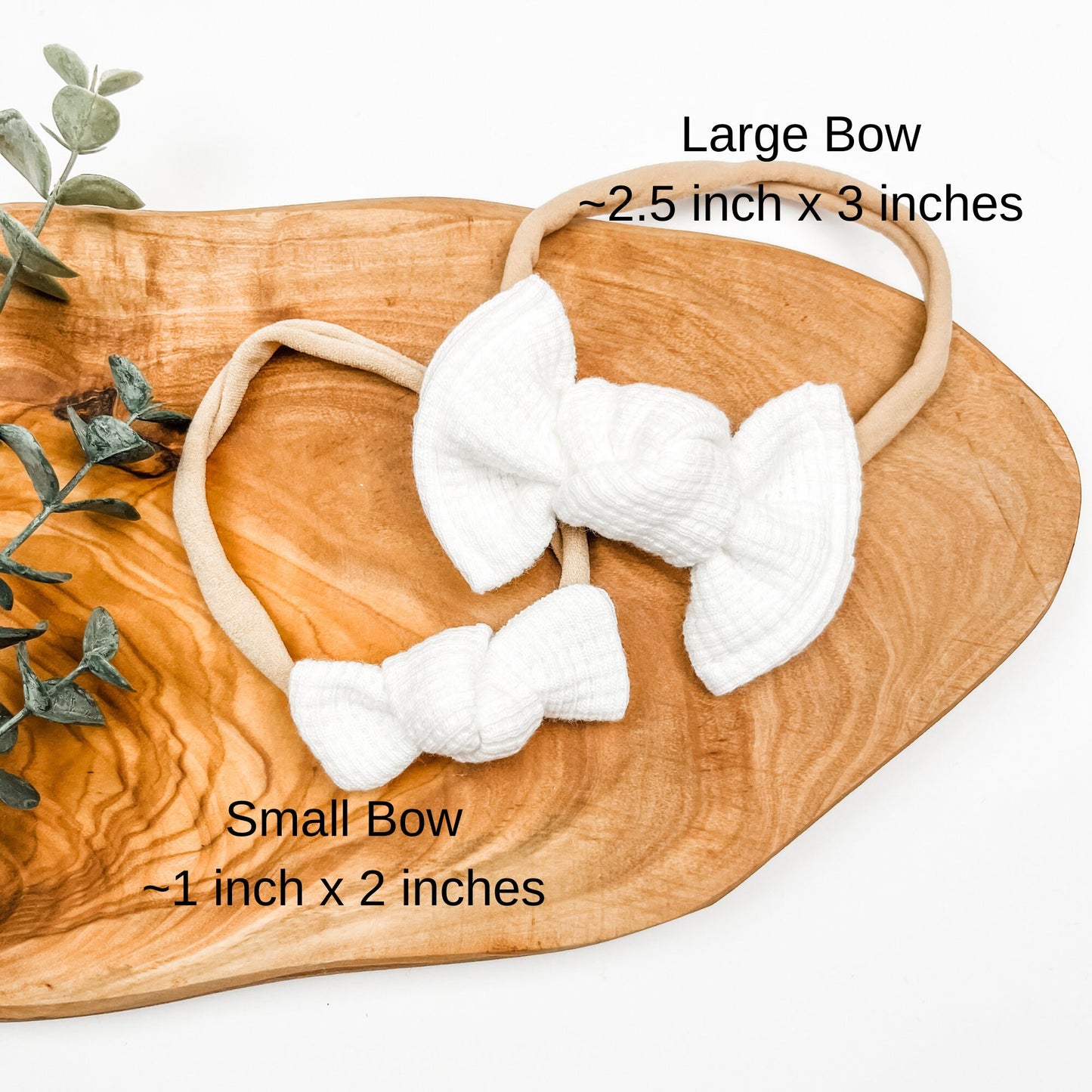 White Waffle Fabric Baby Bow Headband: Itty Bitty 2 Inch Bow