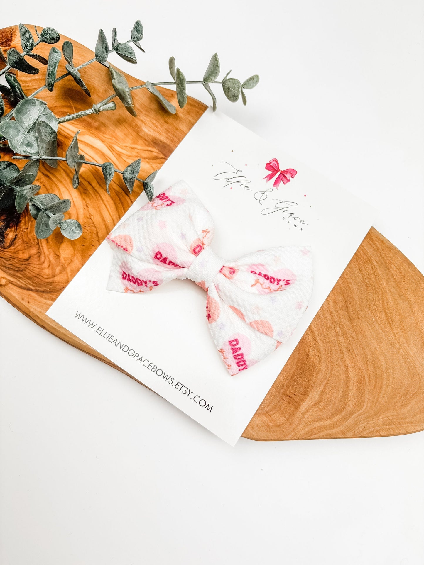 Daddy's Girl Baby Bow Headband: Valentine's Day Hair Clip