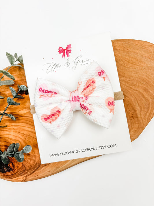 Daddy's Girl Baby Bow Headband: Valentine's Day Hair Clip