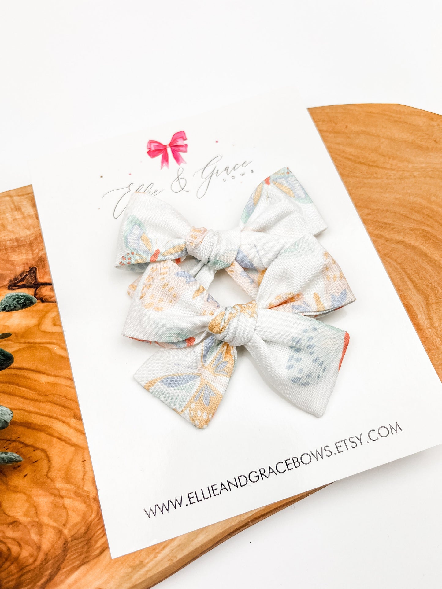 Butterfly Hair Bows - Pigtail Bow Set - Alligator Clip Bows