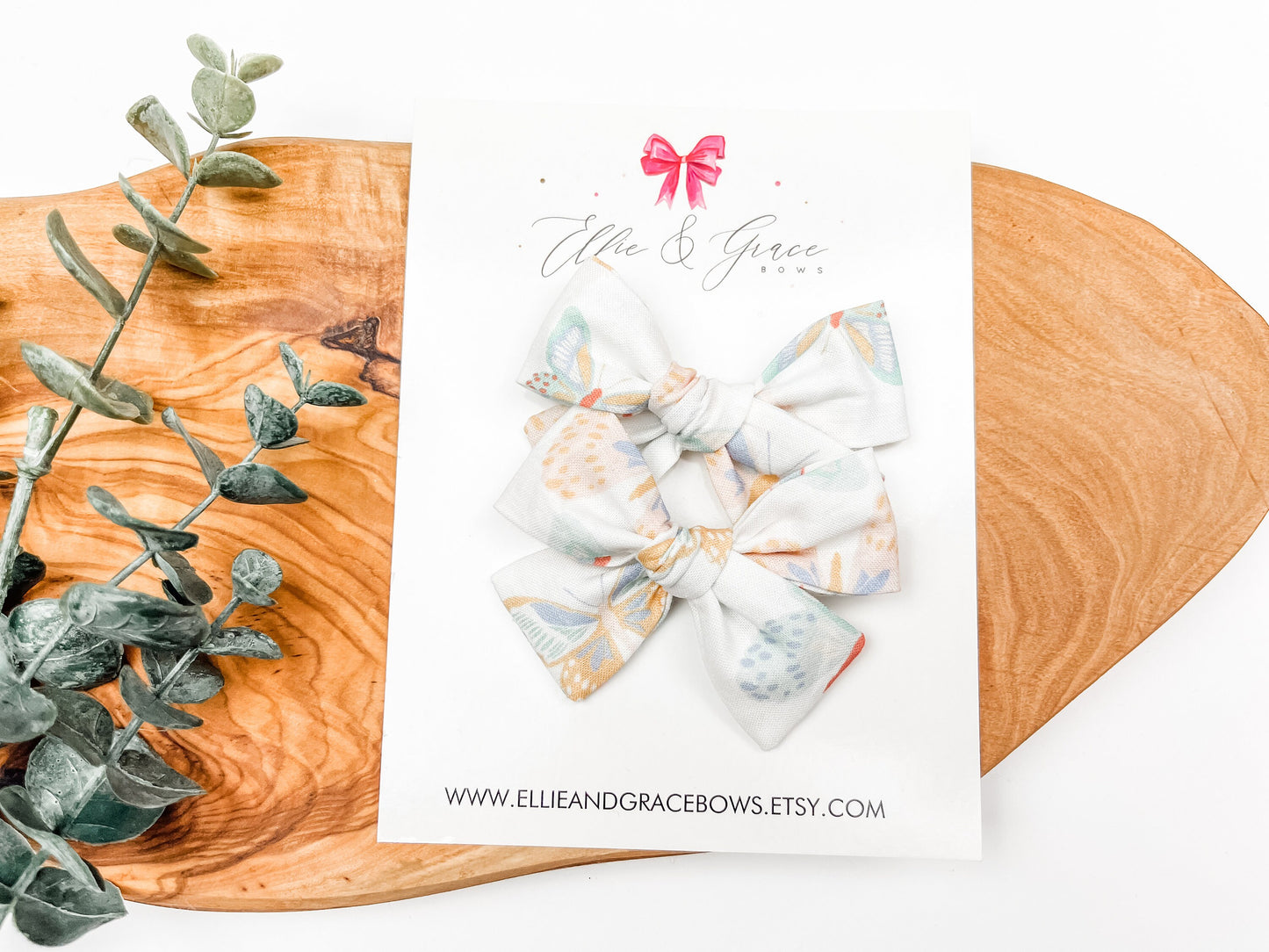 Butterfly Hair Bows - Pigtail Bow Set - Alligator Clip Bows