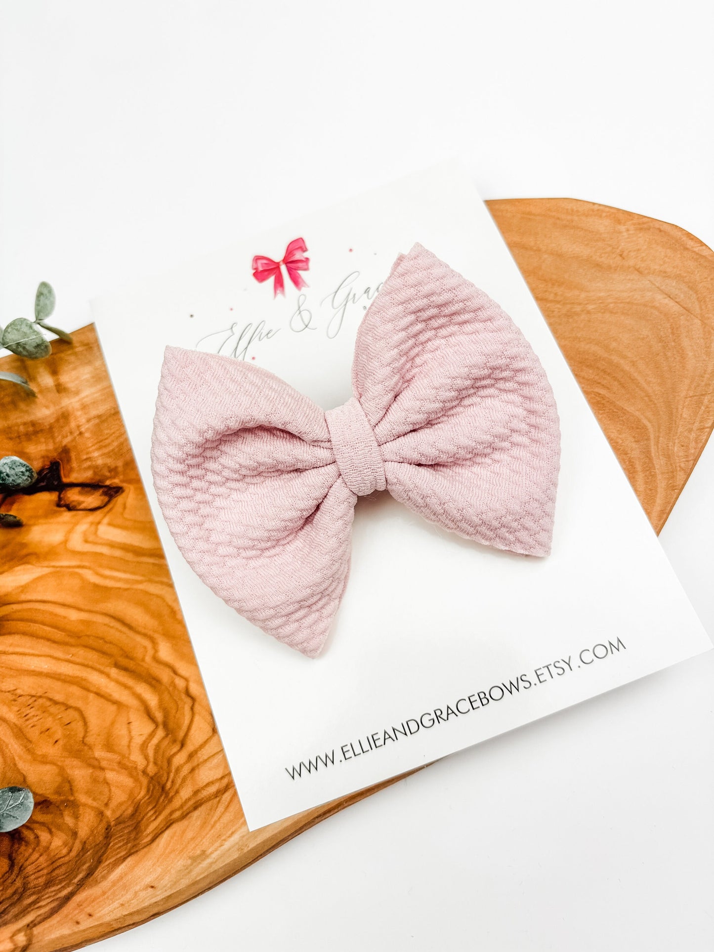 Blush Pink Big Baby Girl Headband - Bullet Fabric Bow for Girls