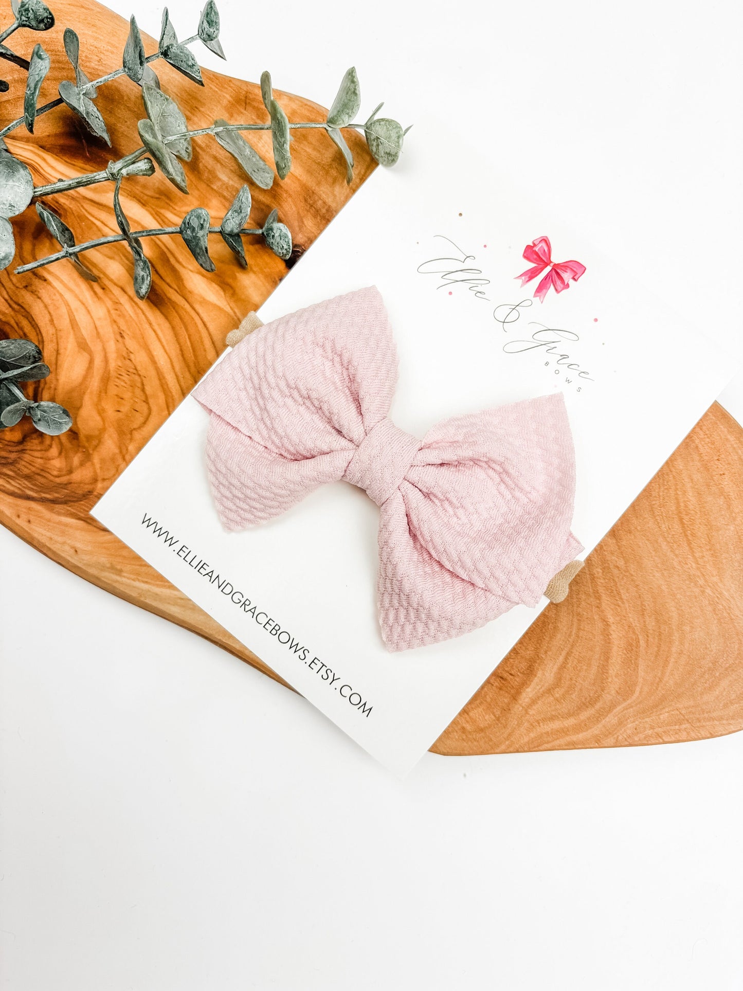 Blush Pink Big Baby Girl Headband - Bullet Fabric Bow for Girls