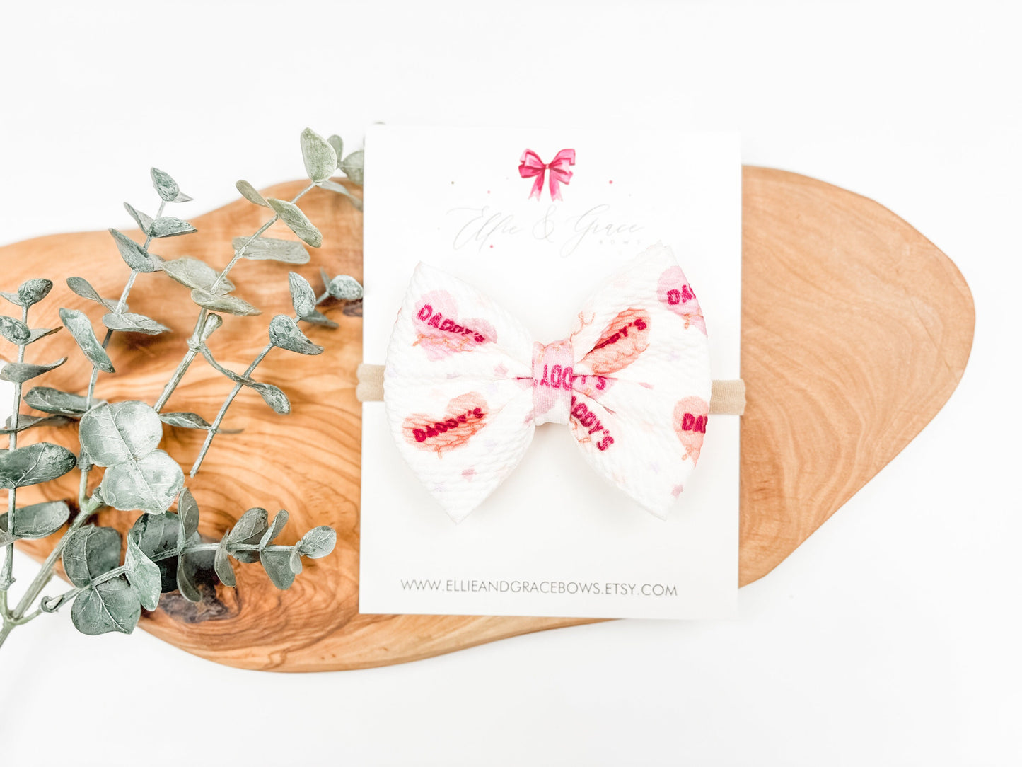 Daddy's Girl Baby Bow Headband: Valentine's Day Hair Clip
