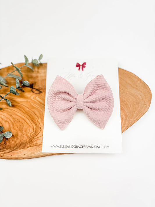 Blush Pink Big Baby Girl Headband - Bullet Fabric Bow for Girls