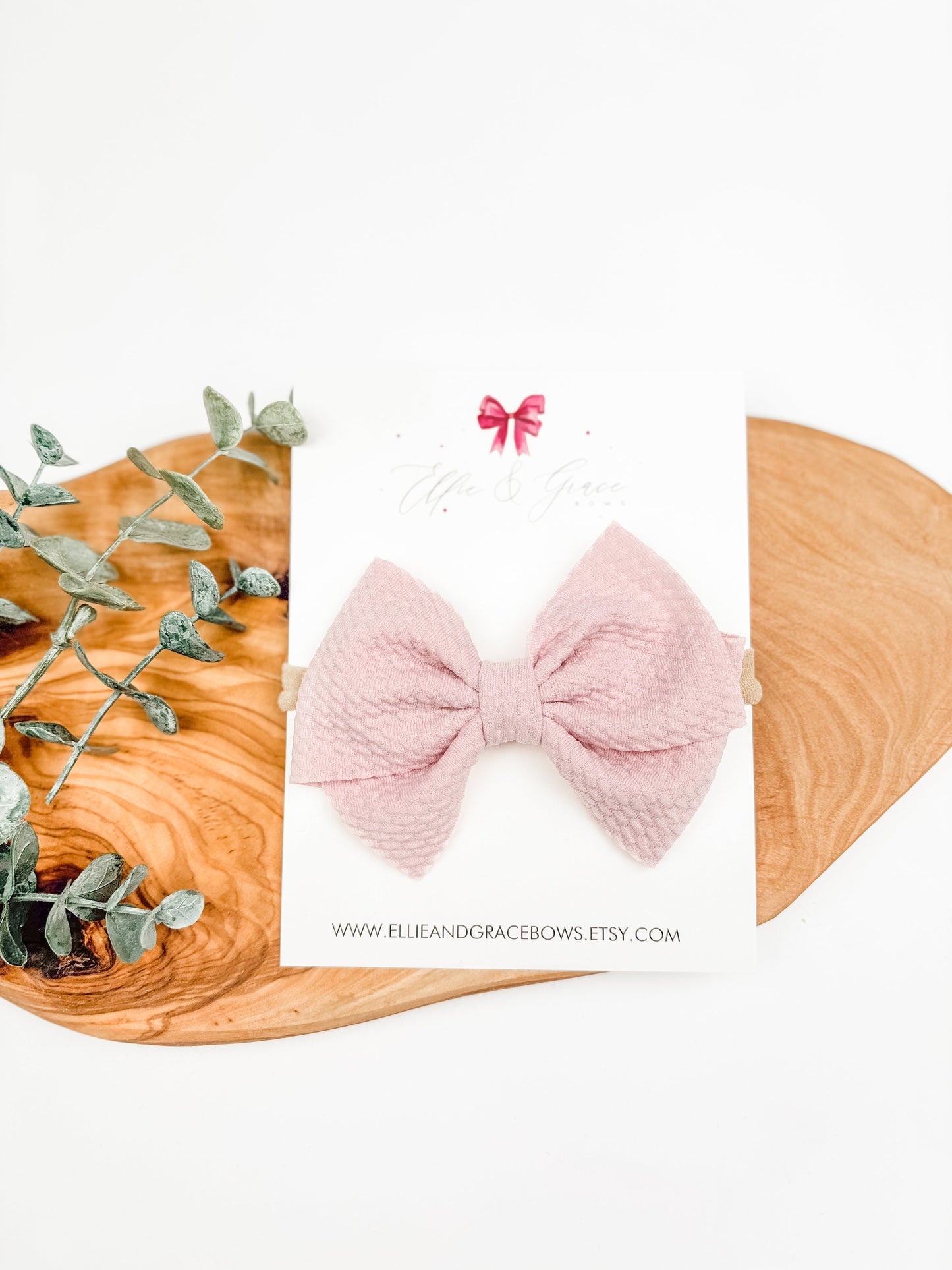 Blush Pink Big Baby Girl Headband - Bullet Fabric Bow for Girls