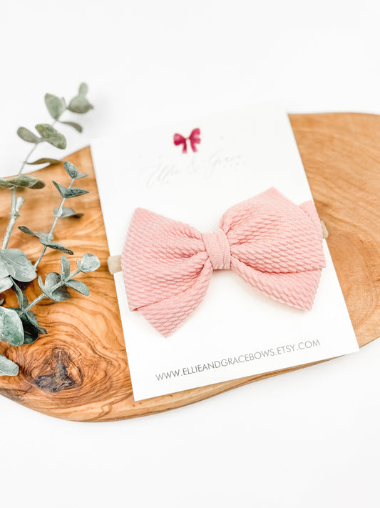 Pink Pinwheel Baby Bow: 4 Inch Hair Clip or Headband