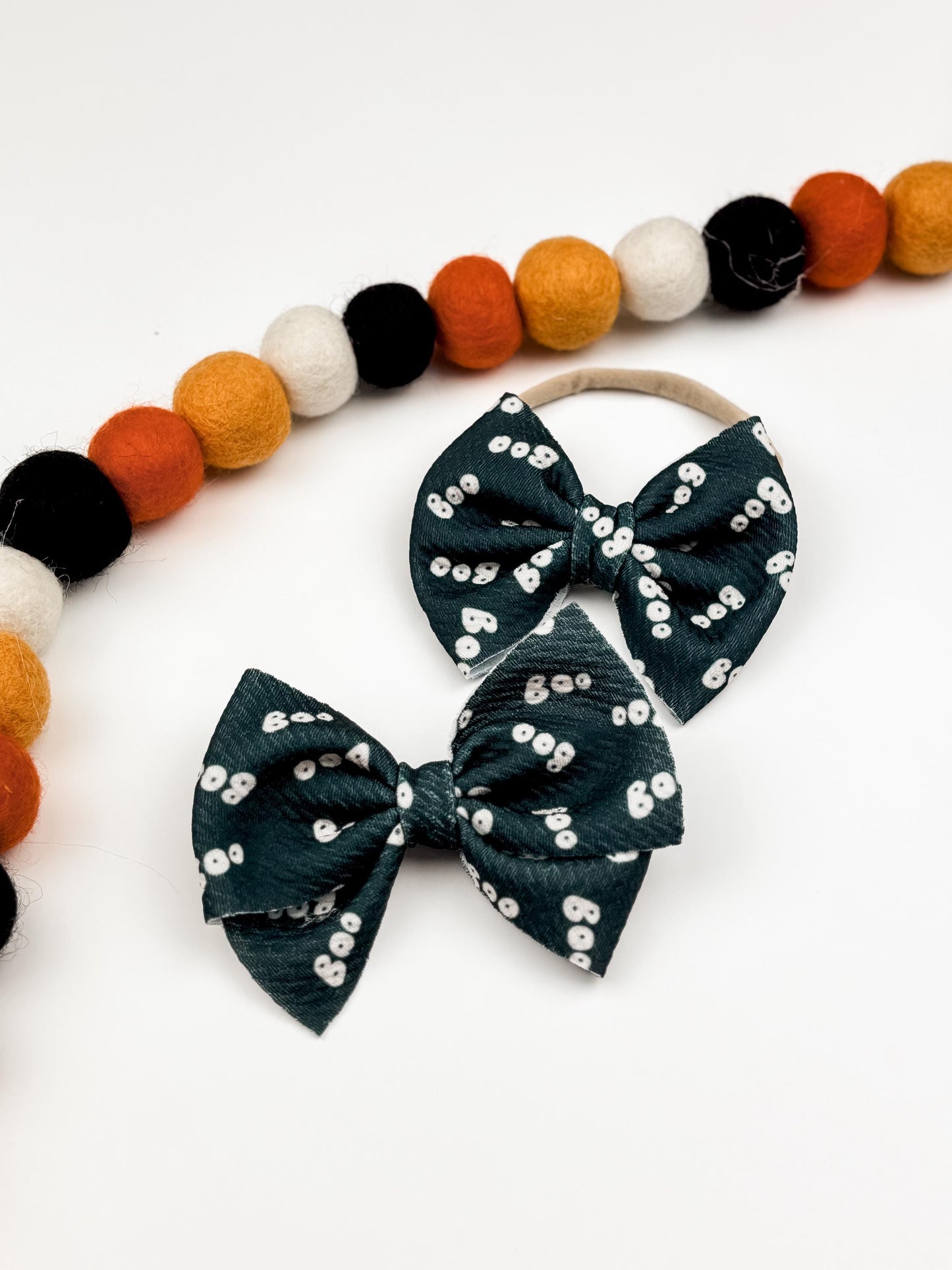 Black Halloween Big Baby Bow - Pinwheel Baby Girl Headband