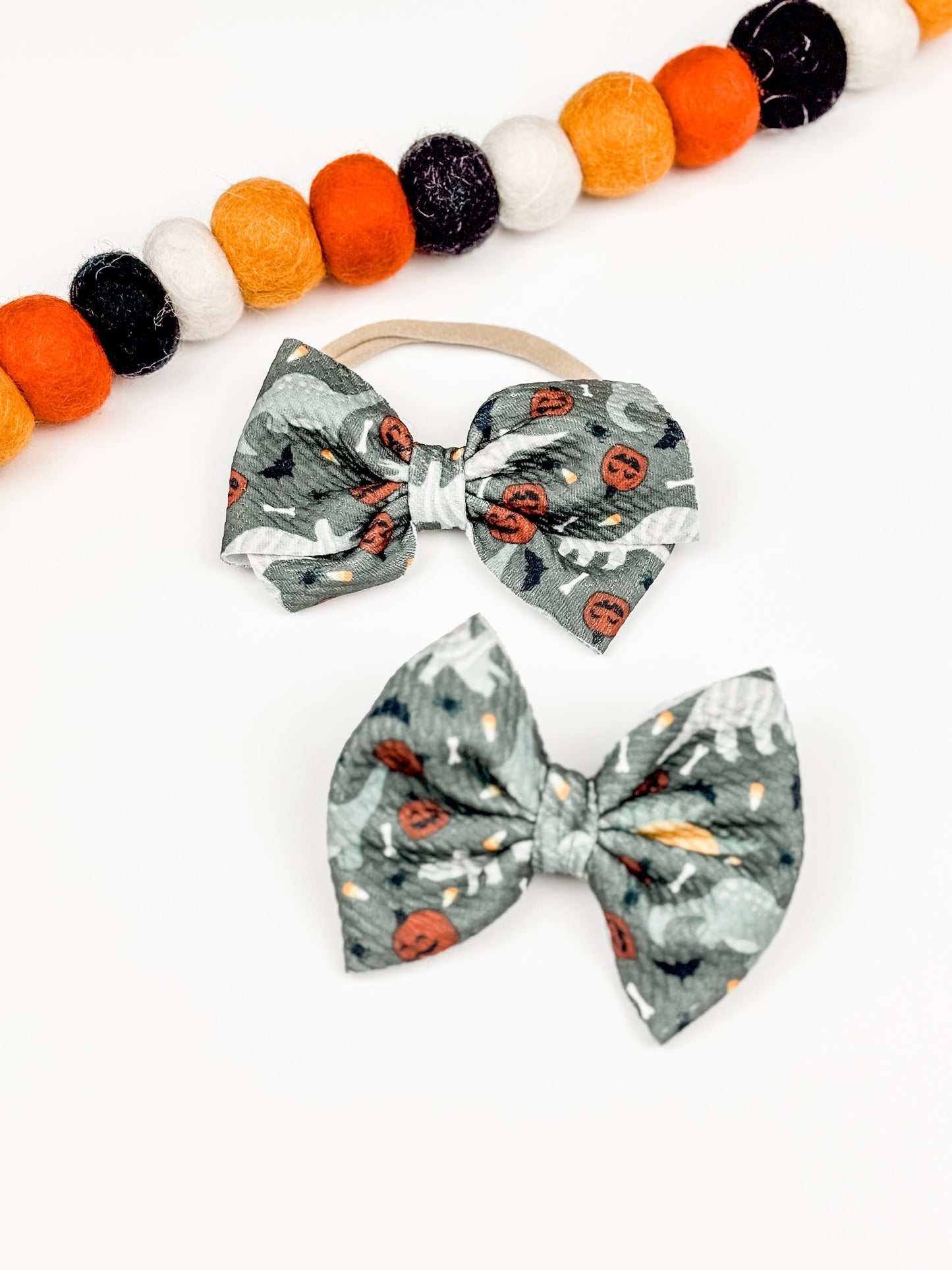 Dinosaur Halloween Bow - Alligator Clip Baby Bow