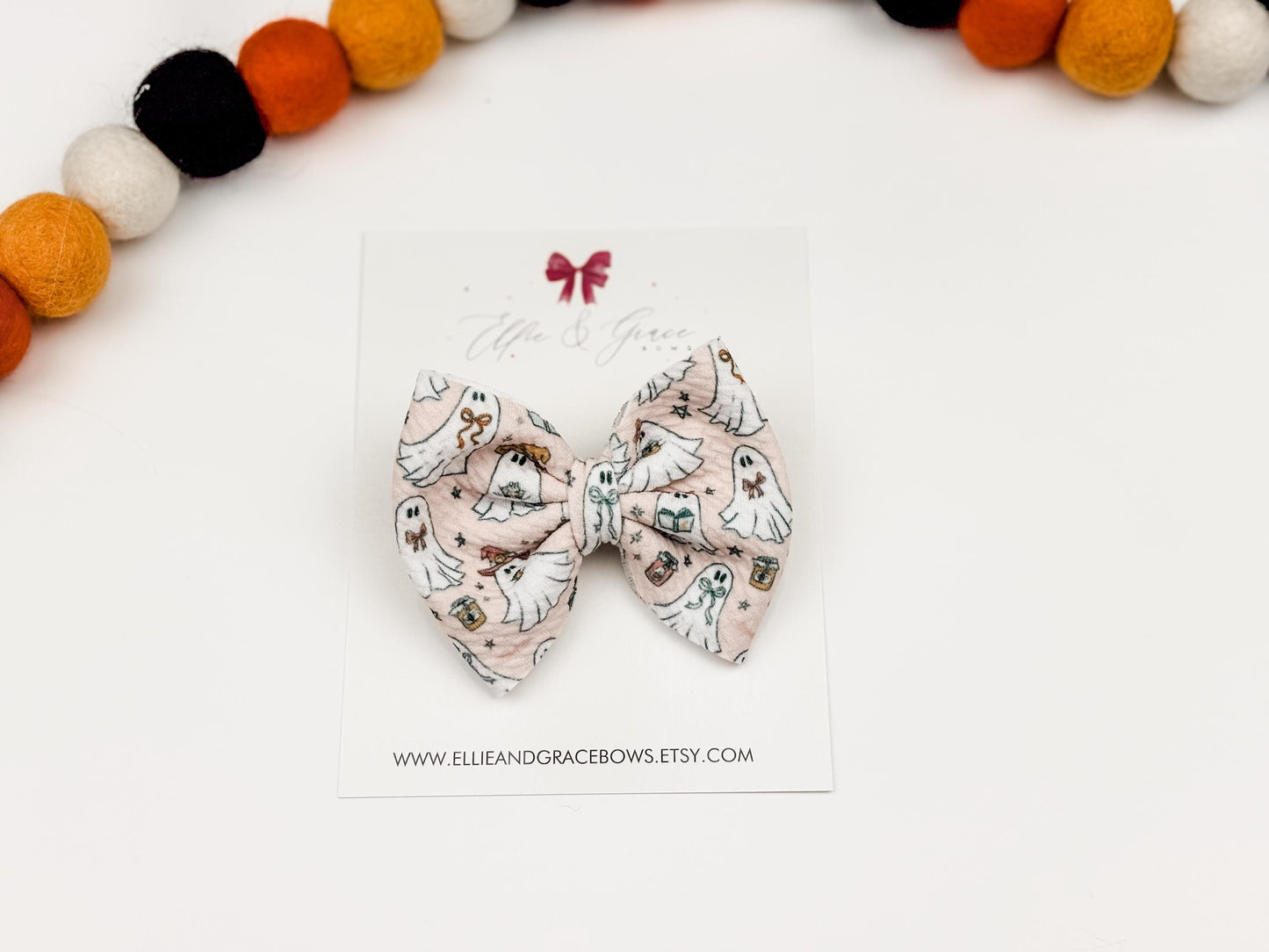 Pink Ghost 4 Inch Baby Bow Headband - Bows for Girls