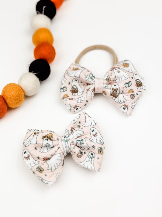 Pink Ghost 4 Inch Baby Bow Headband - Bows for Girls