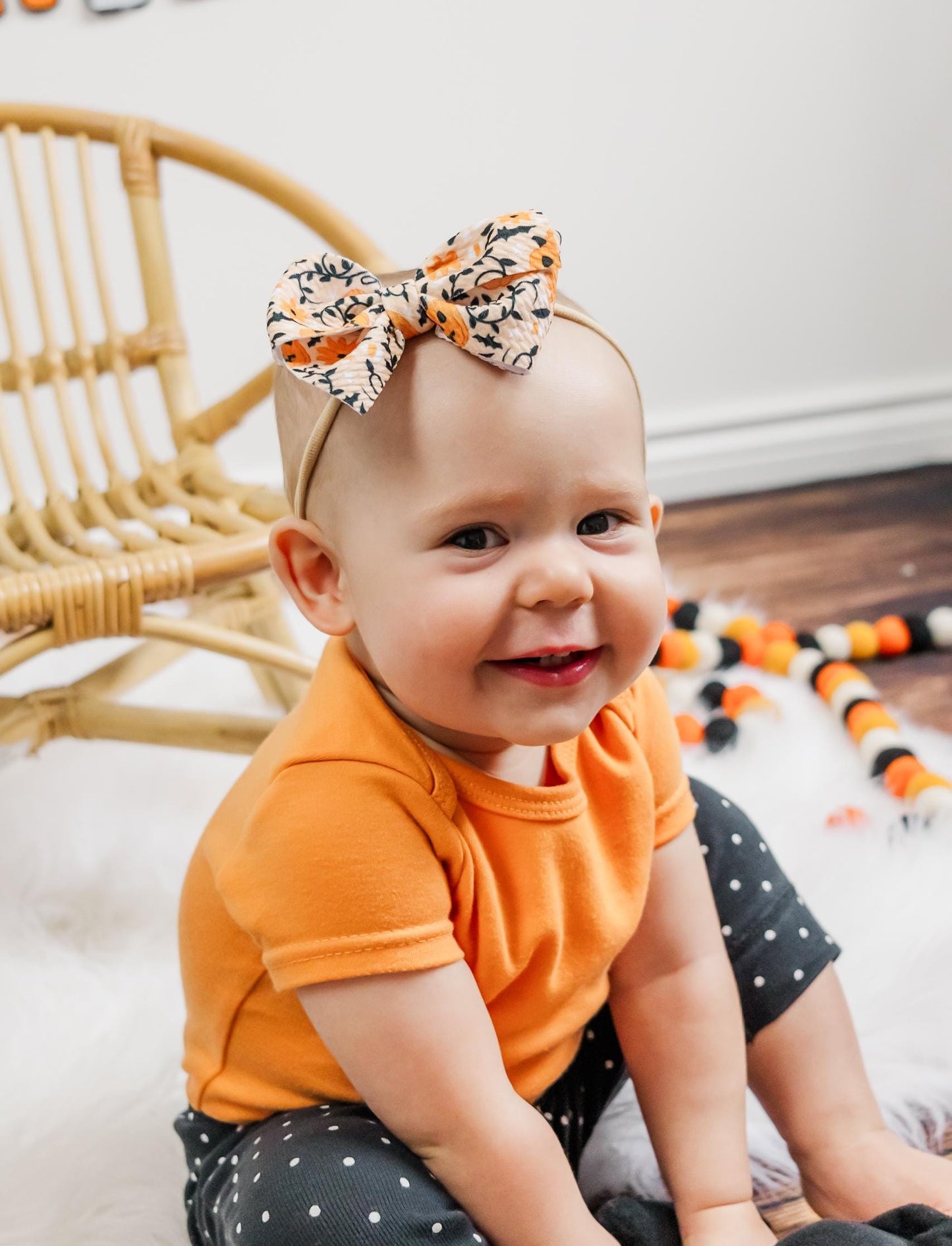 Halloween Big Bow Headband - Bows for Girls - Pumpkin Bow