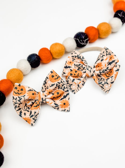 Halloween Big Bow Headband - Bows for Girls - Pumpkin Bow