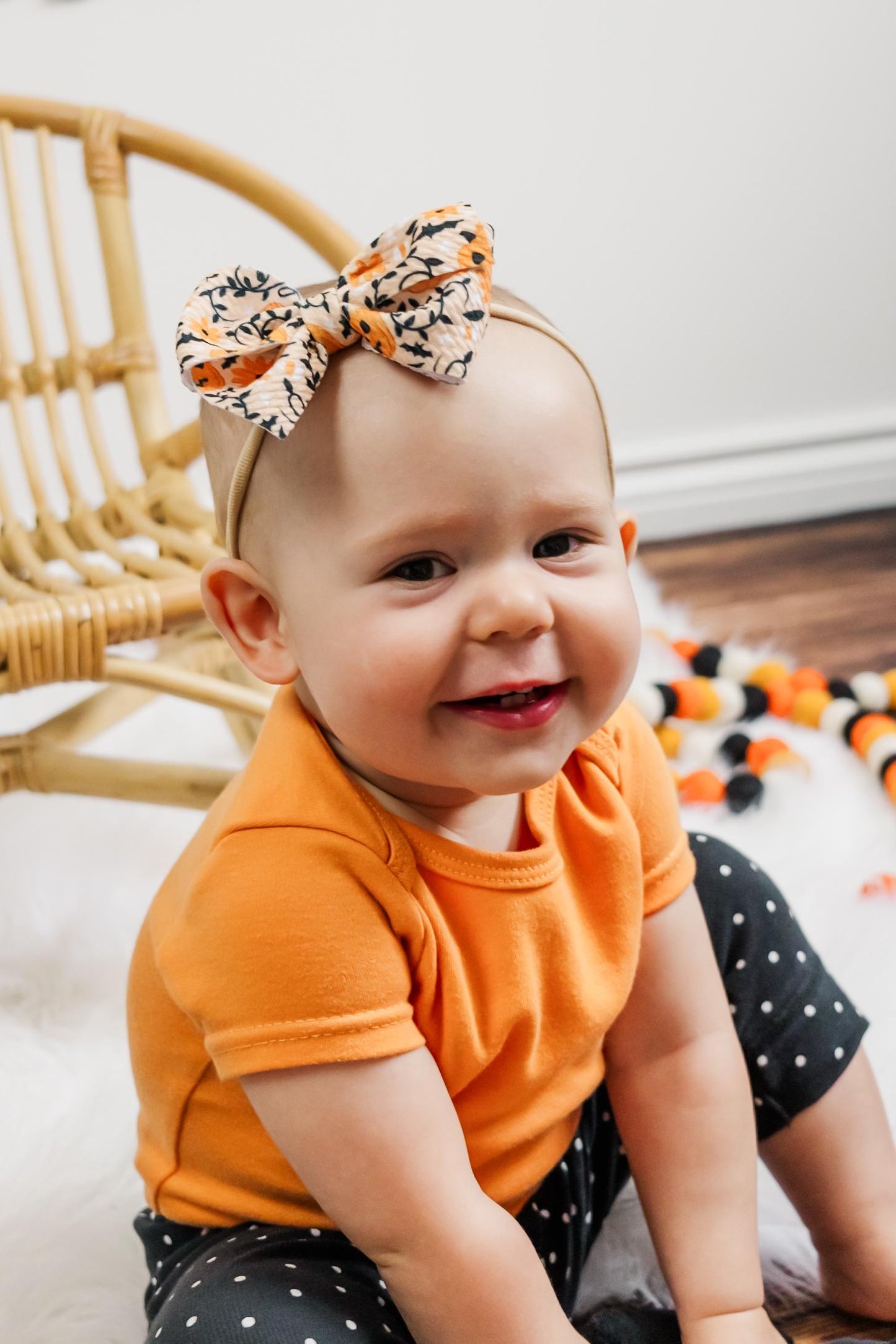 Halloween Big Bow Headband - Bows for Girls - Pumpkin Bow