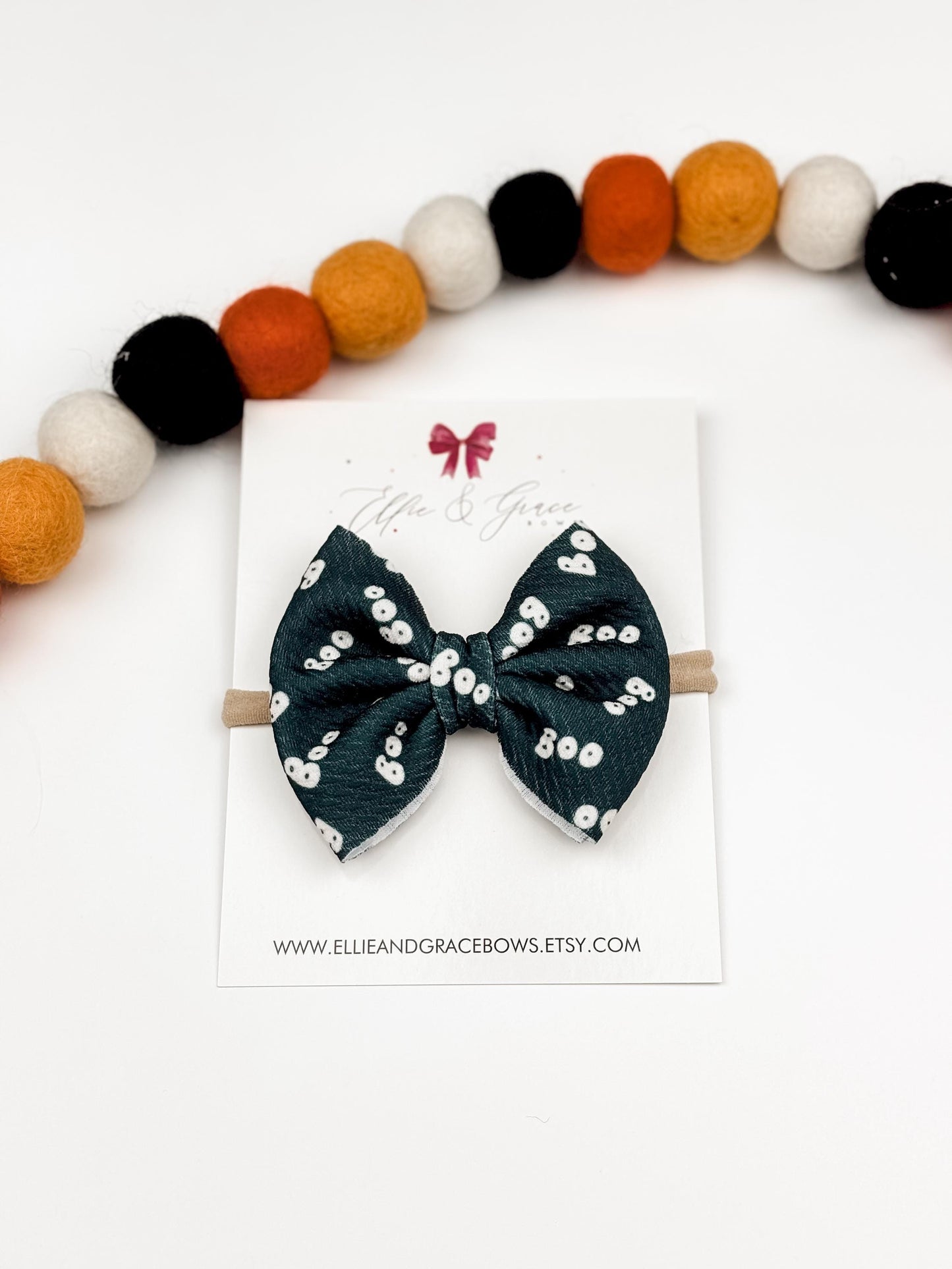 Black Halloween Big Baby Bow - Pinwheel Baby Girl Headband