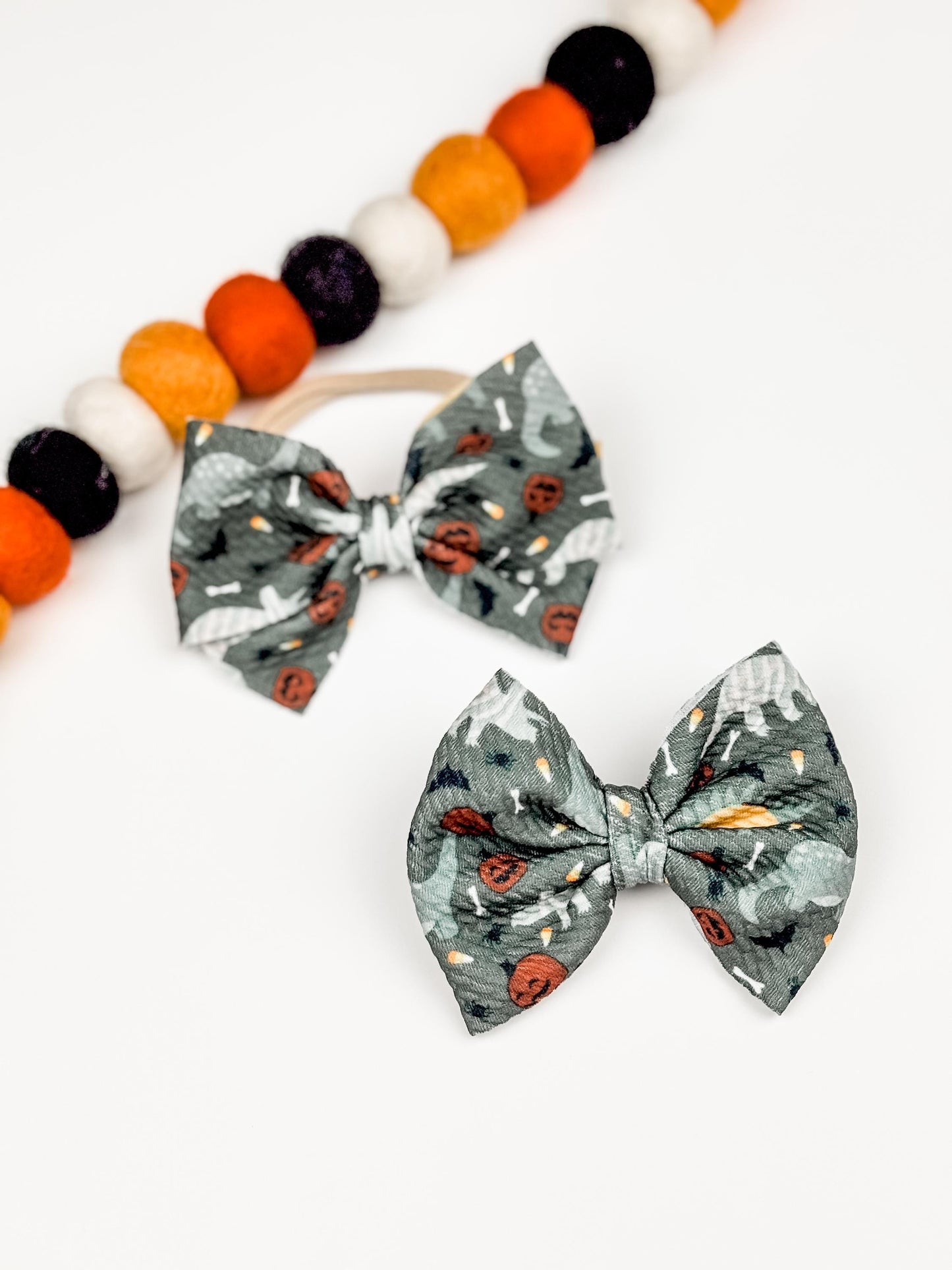 Dinosaur Halloween Bow - Alligator Clip Baby Bow