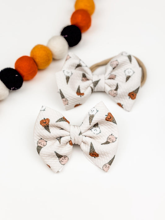 Ice Cream Cone Halloween Big Baby Bow Headband