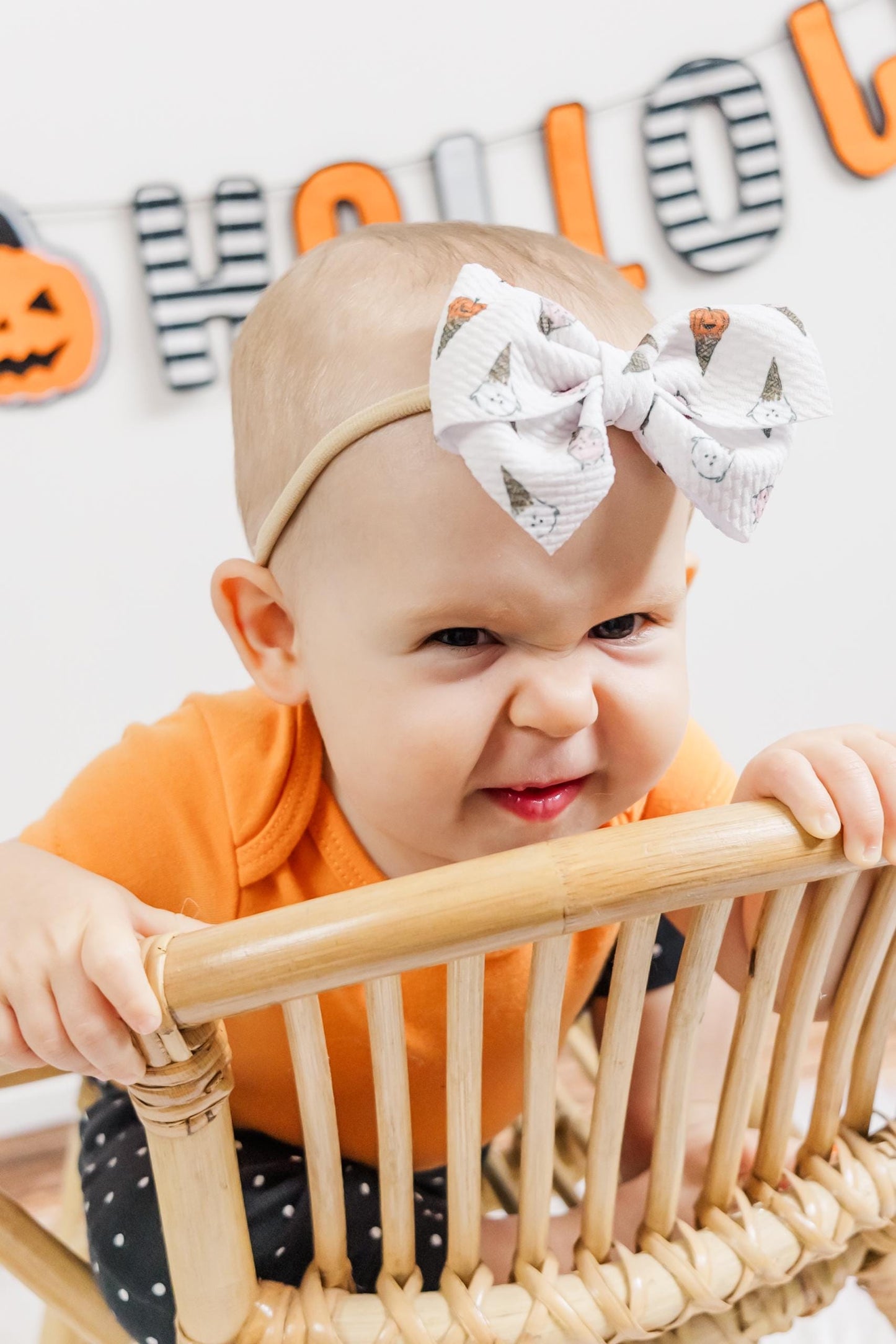 Ice Cream Cone Halloween Big Baby Bow Headband