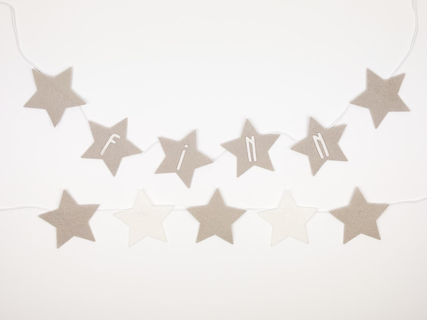 Felt Star Banner: Neutral Nursery Garland, Custom Name Bunting