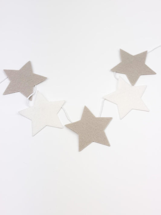 Neutral Felt Star Name Banner – Baby Shower Garland – Minimalist Nursery Decor