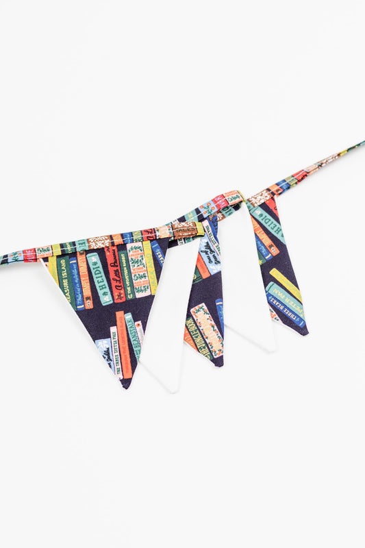 Book Themed Bunting Banner: Cotton Fabric Garland, Library Nursery Decor