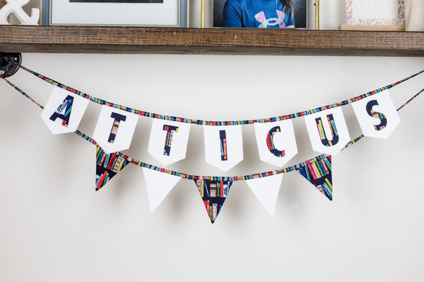 Book Themed Bunting Banner: Cotton Fabric Garland, Library Nursery Decor