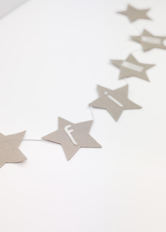 Felt Star Banner: Neutral Nursery Garland, Custom Name Bunting