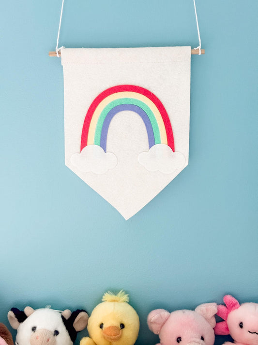 Rainbow Felt Pennant Banner: Colorful Nursery, Playroom, Party Decor