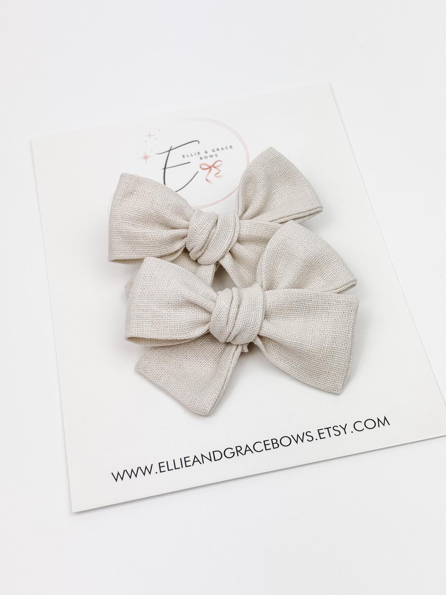 Cotton Linen Pigtail Bows: 2.75 Inch Baby Girl Hair Accessories