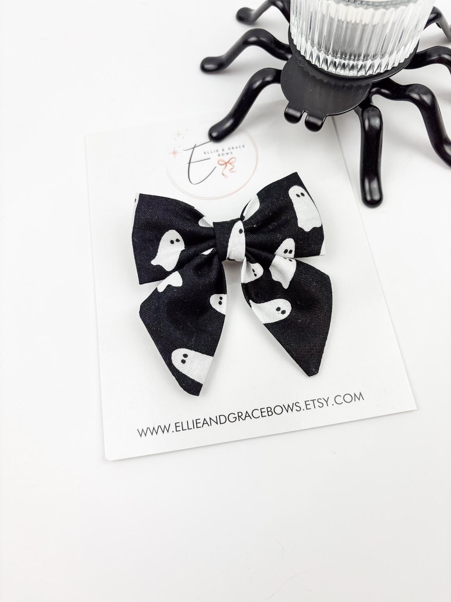 Ghost Halloween Bow – Cotton Fabric Hair Bow