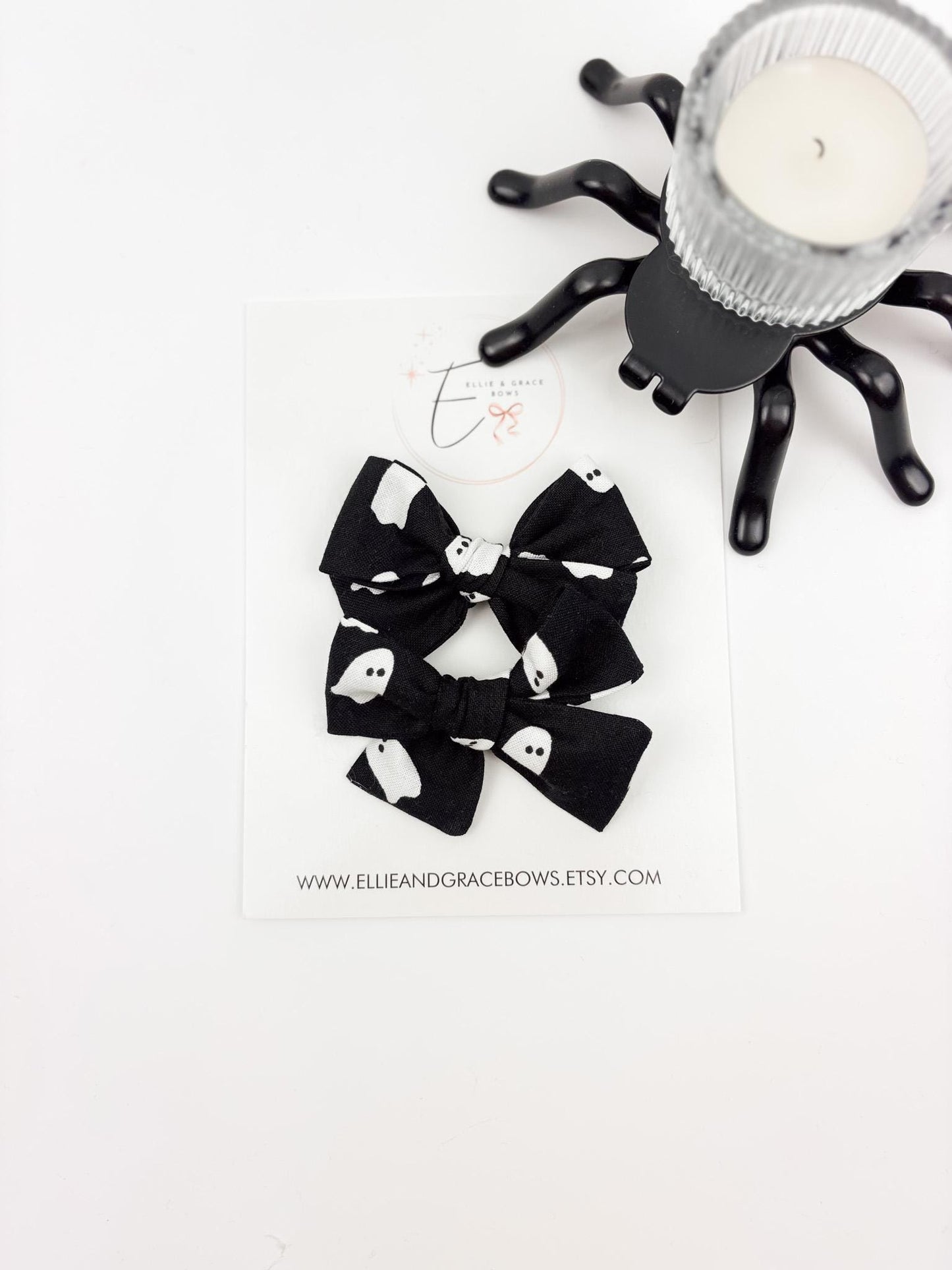 Ghost Halloween Hair Bows | 2.75” Cotton Fabric Bows