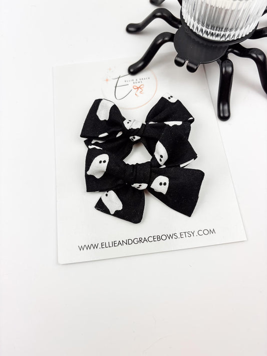 Ghost Halloween Hair Bows | 2.75” Cotton Fabric Bows