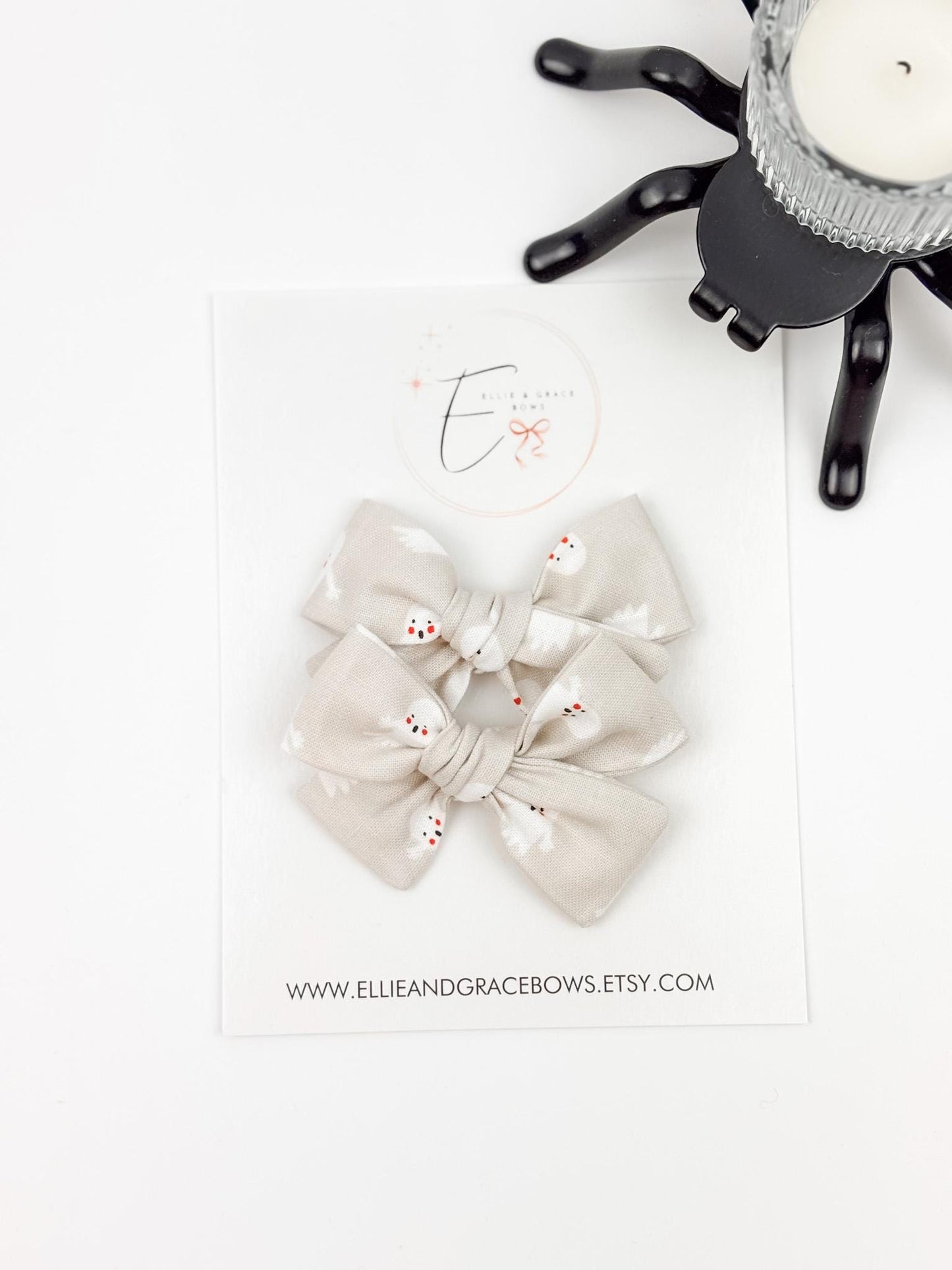 Halloween Ghost Pigtail Bow Set