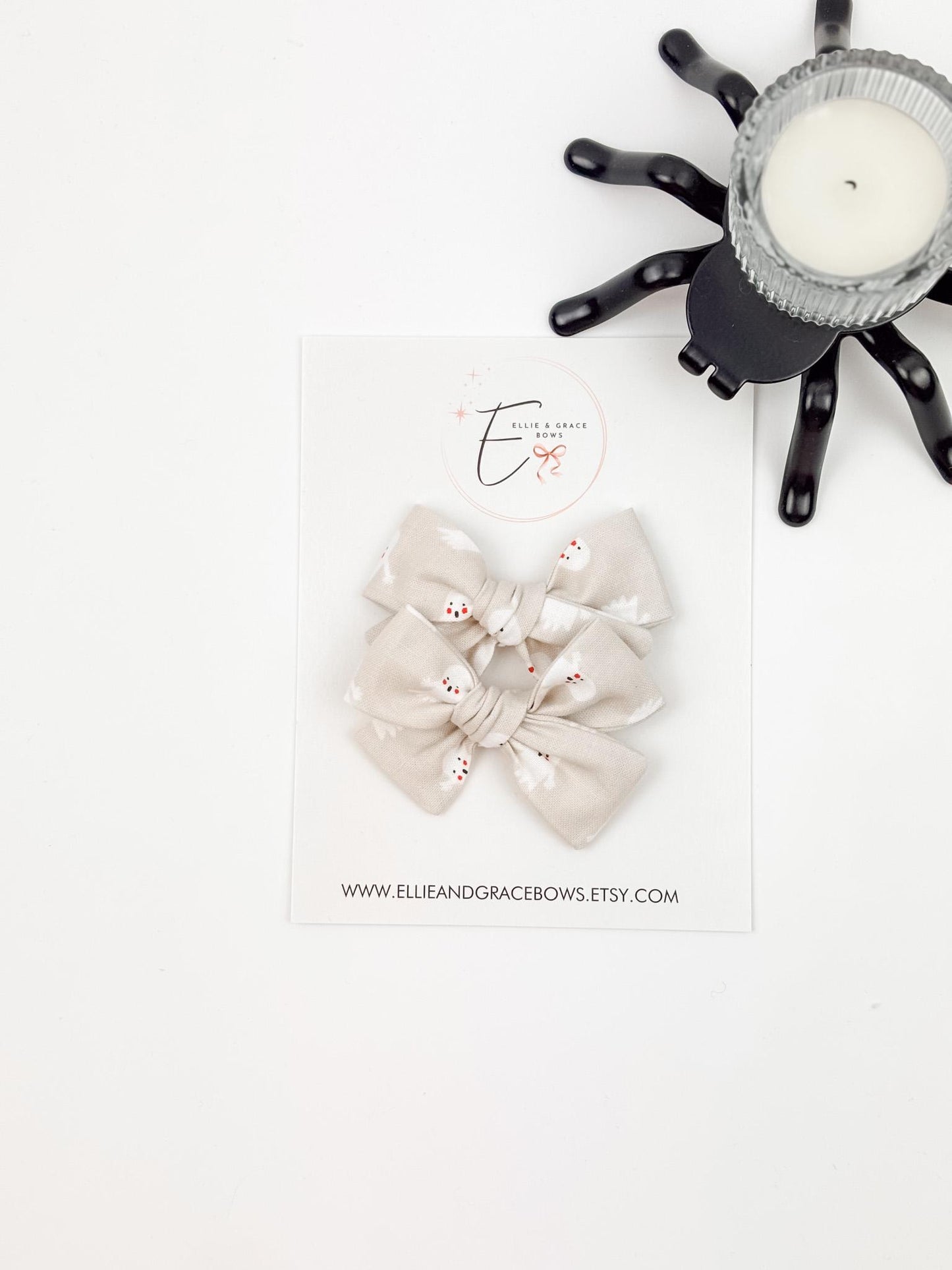 Halloween Ghost Pigtail Bow Set