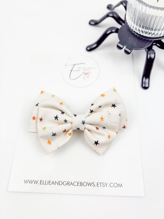 Halloween Cotton Hair Bow | Star Print Bow or Pigtail Set